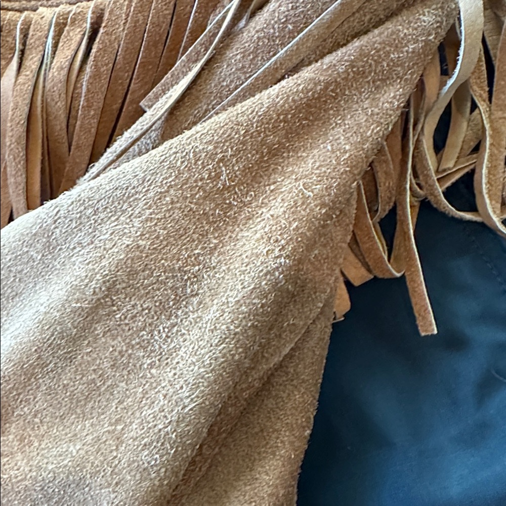 Vintage Union Made Anne Klein Camel Western Suede Fringe Jacket Size 6 - Picture 9 of 11